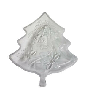 HOME BEAUTIFUL Pressed Glass Clear Christmas Tree Candy Sweet Dish 7.5 Inch